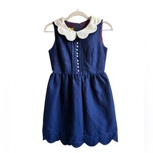 Denise are here! - Vintage Girls Sleeveless Dress‎ Scalloped Collar- Sz 3 - Navy